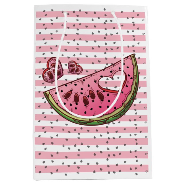 Cute Watermelon Theme Birthday Party Favor Medium Gift Bag (Front)