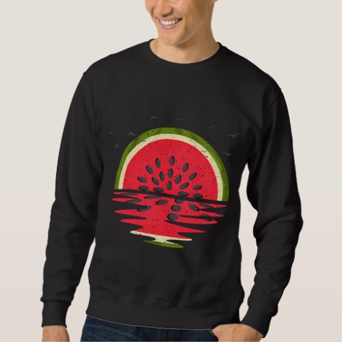Cute Watermelon Vintage Sunset Summer Vibes Fruit Sweatshirt