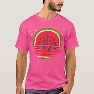 Cute Watermelon Vintage Sunset Summer Vibes Fruit  T-Shirt