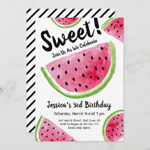 Cute Watermelon Watercolor Illustration Invitation
