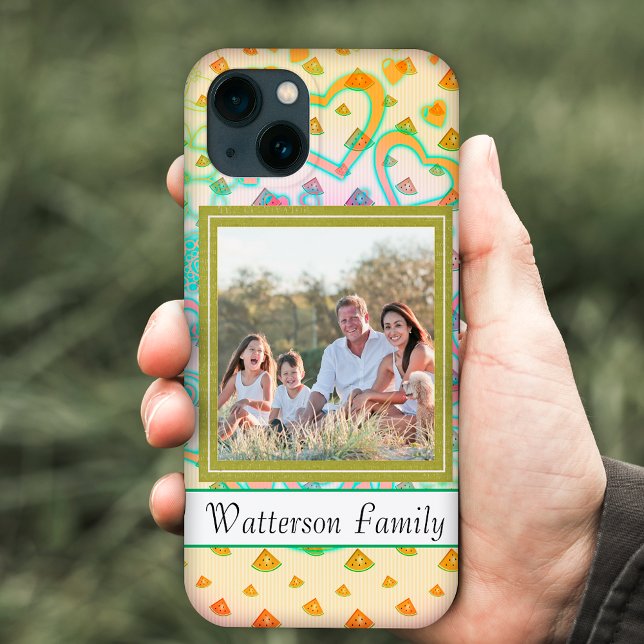 Cute watermeloon & hearts, custom name & photo Case-Mate iPhone case (Creator Uploaded)