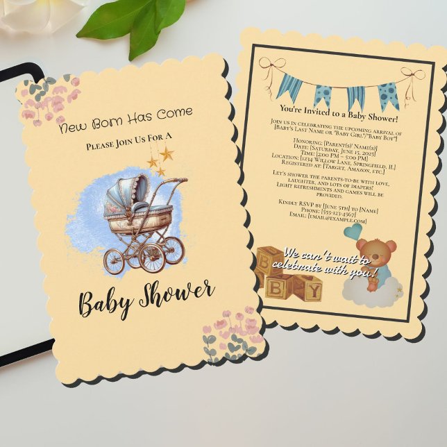 Cute Watter color Personalized Baby Shower  Invitation (Cute Watter color Personalized Baby Shower Invitation)
