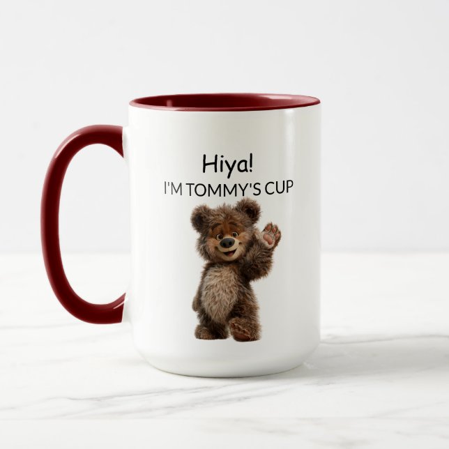 Cute Waving Bear Mug (Left)