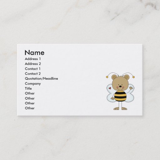 Customizable cute waving bumble bee bear business cards