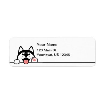 Cute Waving Husky Dog Label by StargazerDesigns at Zazzle