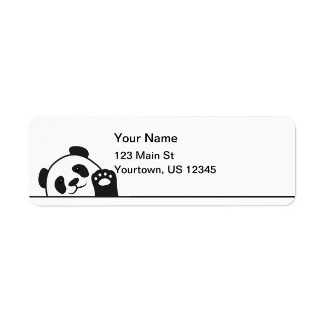 Cute Waving Panda Bear Label (Front)