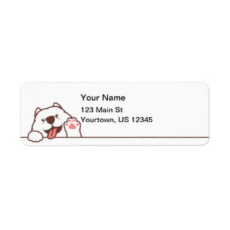 Cute Waving Samoyed Dog Label