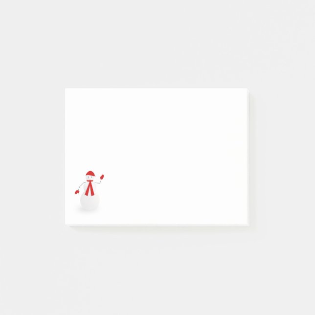 Cute Waving Snowman Post-it Notes (Front)
