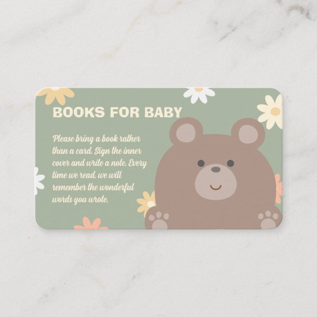 Cute We Can Bearly Wait Baby Shower Books For Baby Enclosure Card (Front)