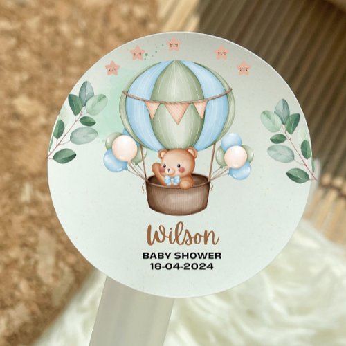 cute we can bearly wait baby shower  classic round sticker