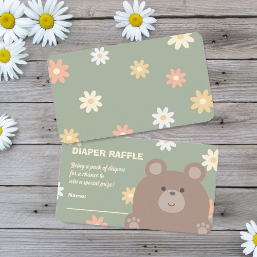 Cute We Can Bearly Wait Baby Shower Diaper Raffle Enclosure Card
