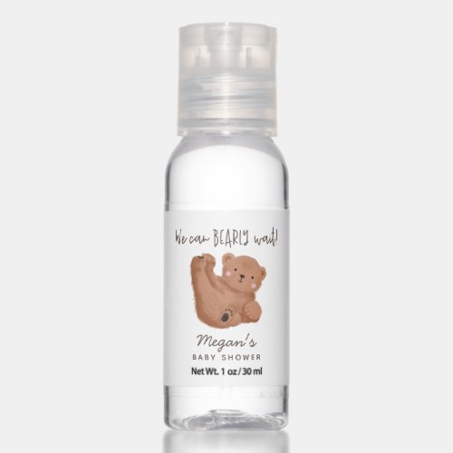Cute We Can Bearly Wait Baby Shower Hand Sanitizer