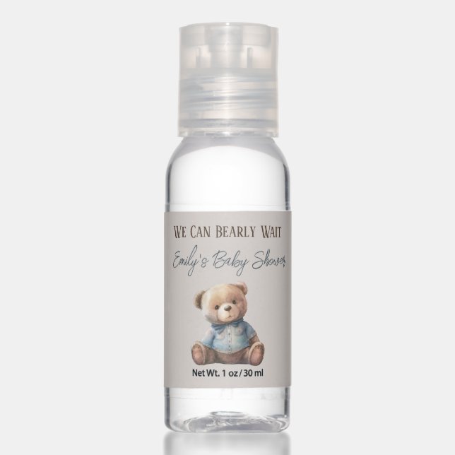 Cute We Can Bearly Wait Baby Shower  Hand Sanitizer (Front)