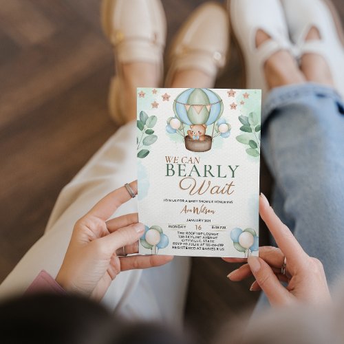 cute we can bearly wait baby shower  invitation