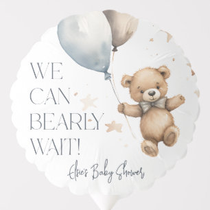 Cute We Can Bearly Wait Boy Baby Shower Balloon