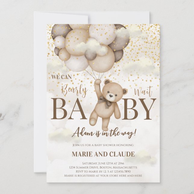 Cute We Can Bearly Wait Boy baby shower Invitation (Front)