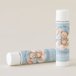 Cute We Can Bearly Wait Boy Teddy Bear Baby Shower Lip Balm