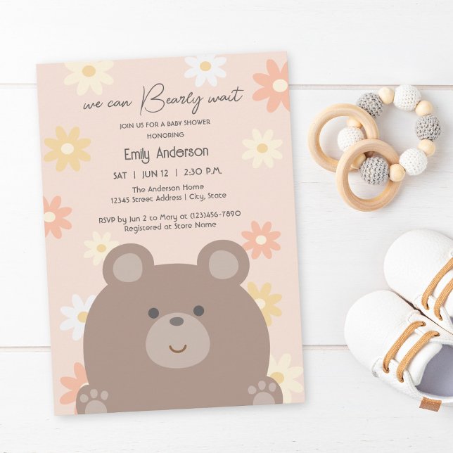 Cute We Can Bearly Wait Gender Neutral Baby Shower Invitation (Creator Uploaded)