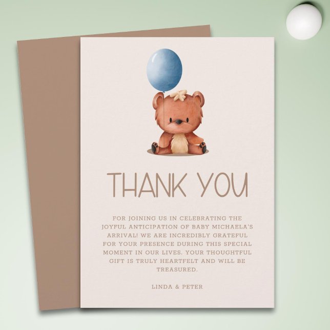 Cute We Can Bearly Wait Gender Neutral Baby Shower Thank You Card (Creator Uploaded)