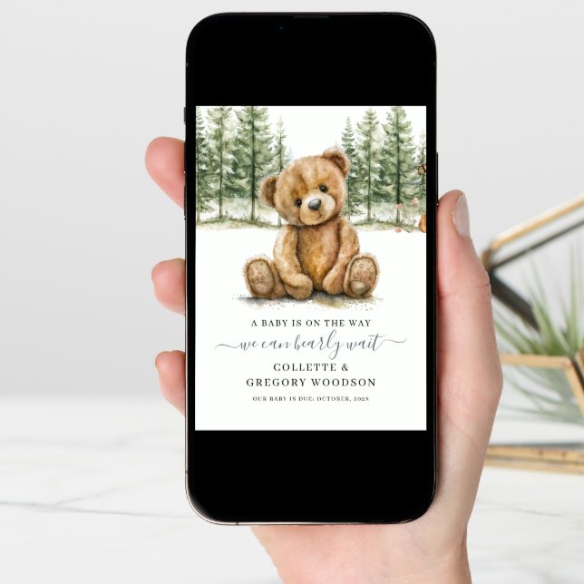 Cute We Can Bearly Wait Pregnancy  Announcement (Front Digital)
