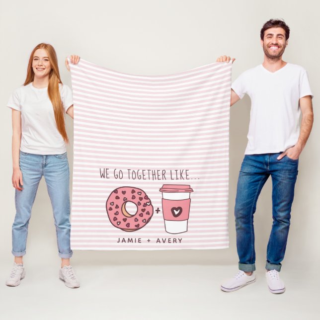 Cute We Go Together Donuts & Coffee Fleece Blanket (In Situ)