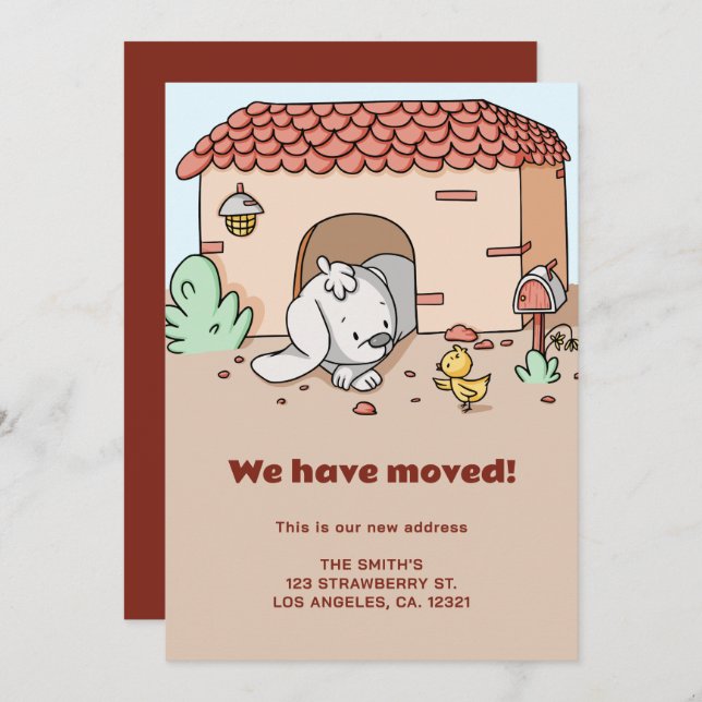 Cute We Have Moved Dog House Moving Announcement (Front/Back)