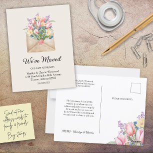 Cute We Have Moved Floral New Address Postcard