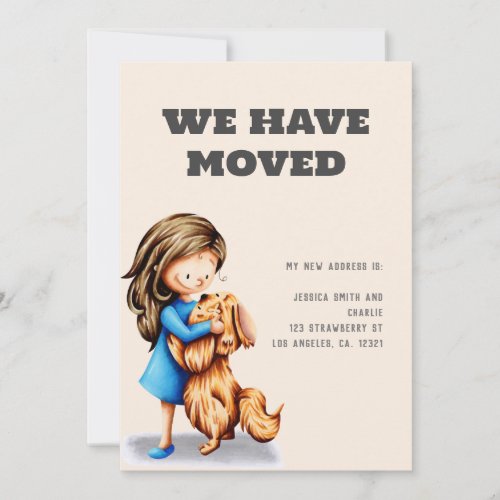 Cute We Have Moved Girl Dog  Announcement