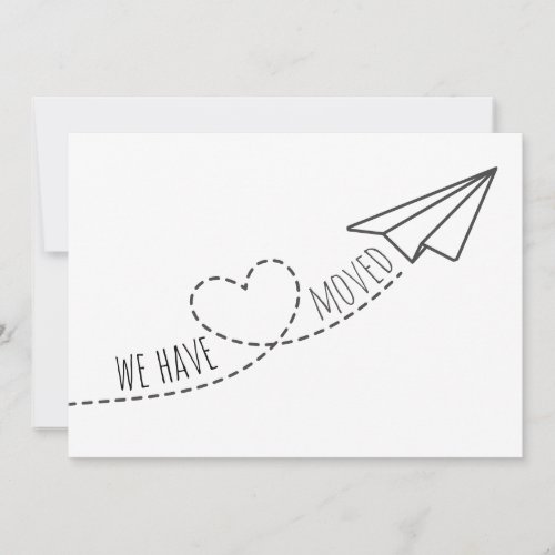 Cute We Have Moved Modern Heart Paper Plane Announcement