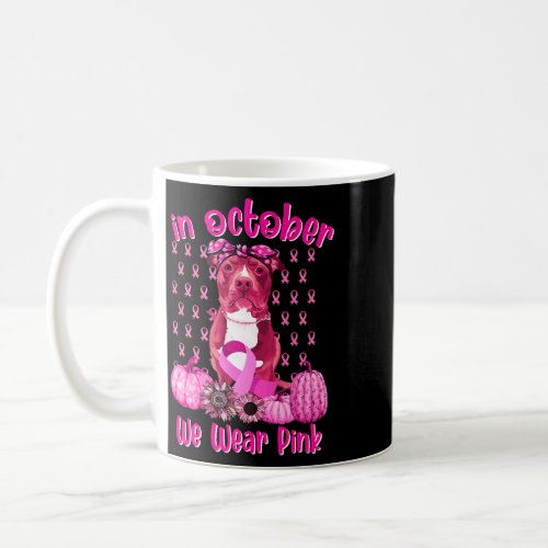 Cute We Wear Pink Pitbull Breast Cancer Pumpkin Ha Coffee Mug