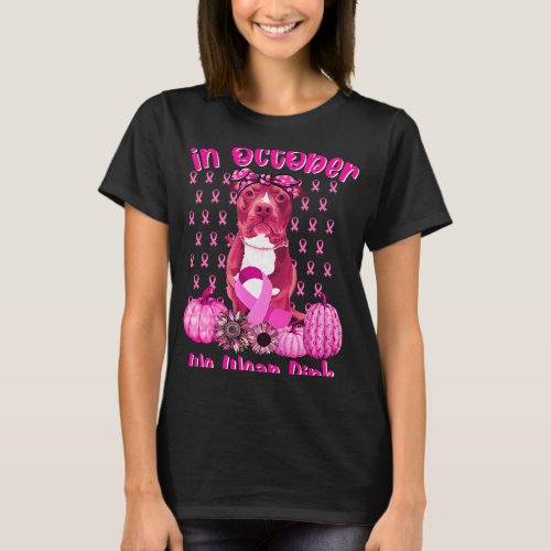 Cute We Wear Pink Pitbull Breast Cancer Pumpkin Ha T_Shirt