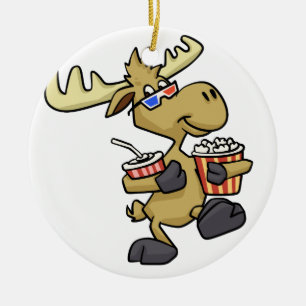 Cute Wearing 3D Glasses choose background color Ceramic Ornament