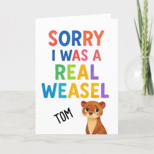 Cute Weasel Sorry apology Letterpress Thank You Card