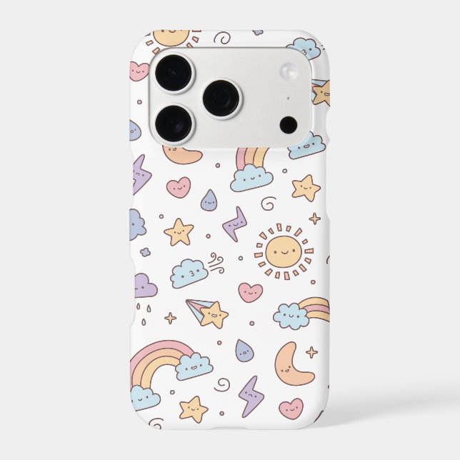Cute Weather Doodles Pattern Iphone Case (Back)