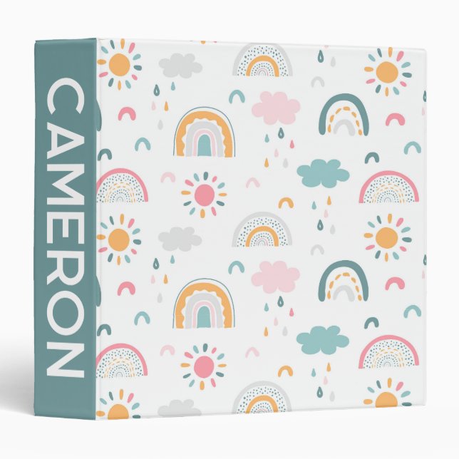 Cute Weather Pattern 3 Ring Binder (Front/Spine)