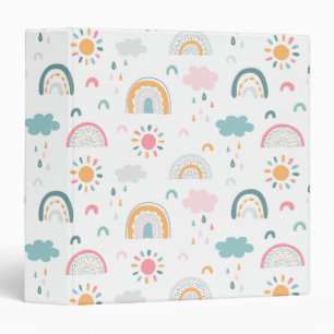 Cute Weather Pattern 3 Ring Binder