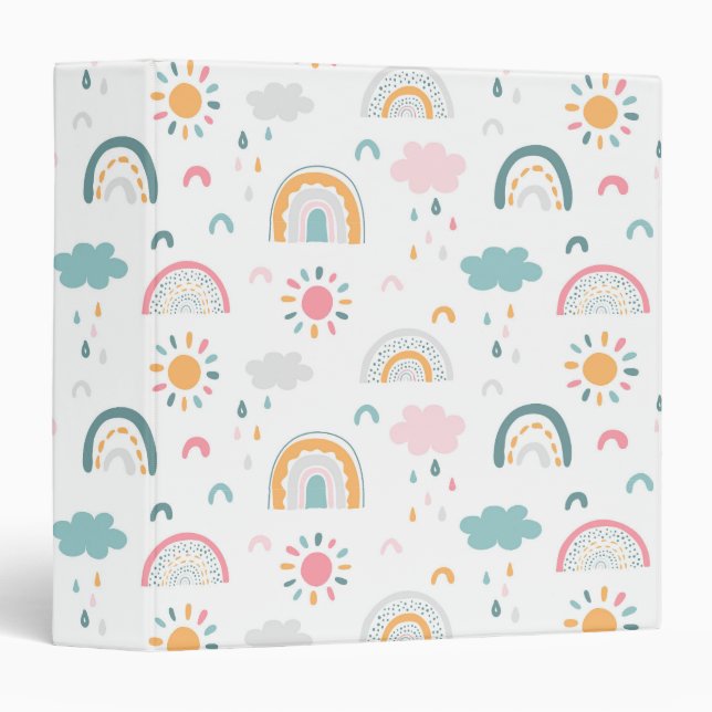Cute Weather Pattern 3 Ring Binder (Front/Spine)
