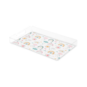 Cute Weather Pattern Acrylic Tray