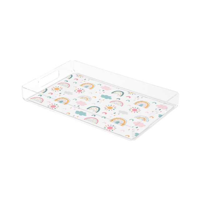 Cute Weather Pattern Acrylic Tray (Angled)