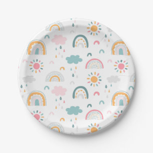 Cute Weather Pattern Paper Plates