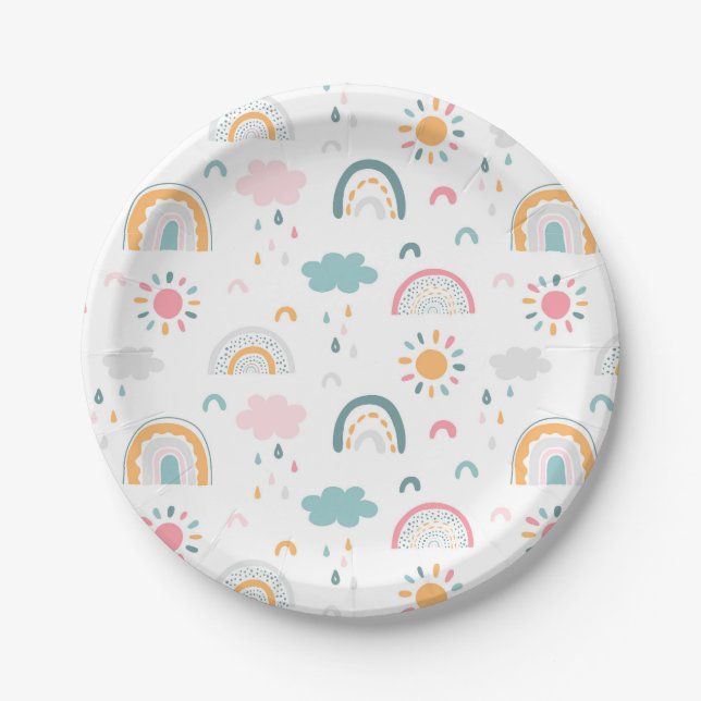 Cute Weather Pattern Paper Plates (Front)
