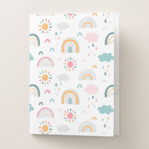 Cute Weather Pattern Pocket Folder