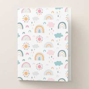Cute Weather Pattern Pocket Folder