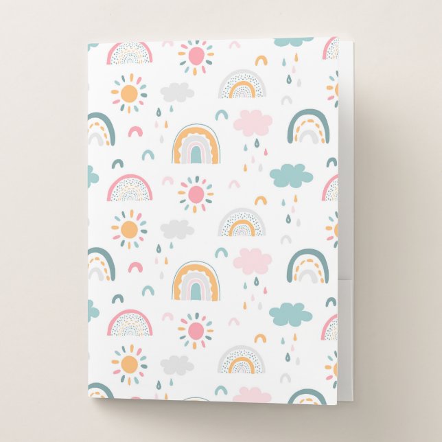 Cute Weather Pattern Pocket Folder (Front)