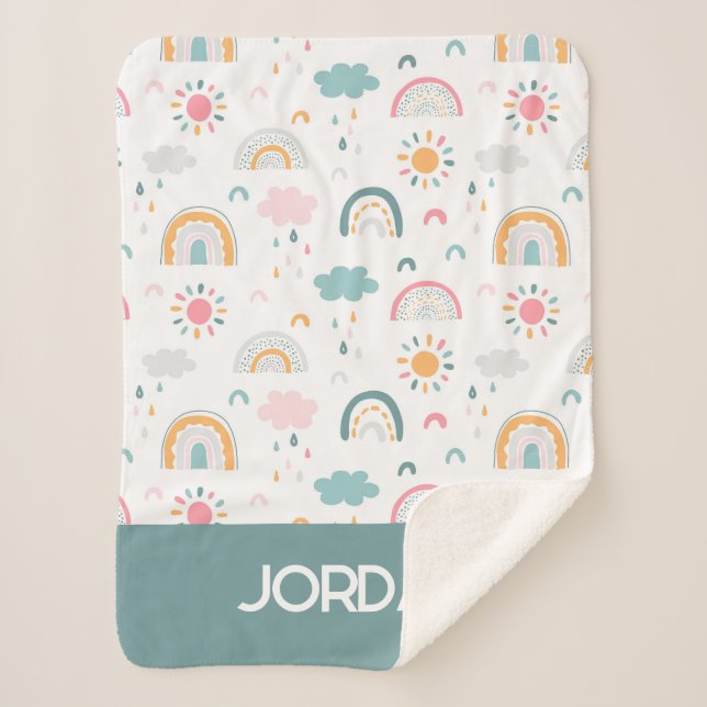 Cute Weather Pattern Sherpa Blanket (Front)