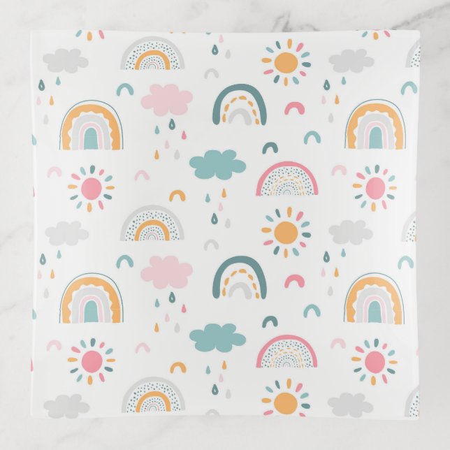 Cute Weather Pattern Trinket Tray (Front)
