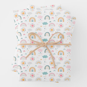 Cute Weather Pattern Wrapping Paper Sheets