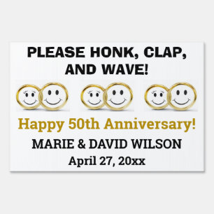 Cute Wedding Anniversary Honk Clap and Wave Sign