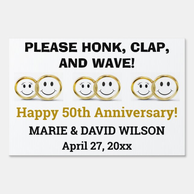 Cute Wedding Anniversary Honk Clap and Wave Sign (Front)