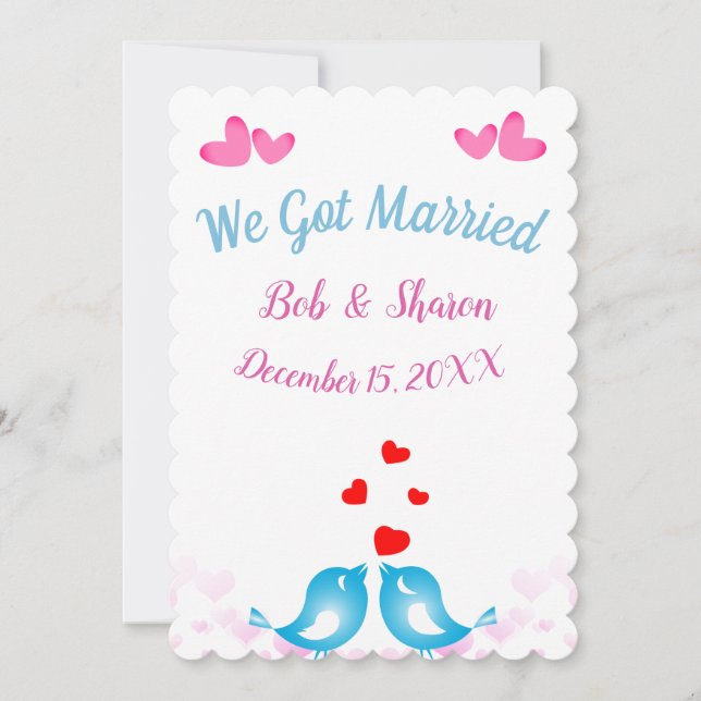 Cute Wedding Announcement Card For Just Married (Front)